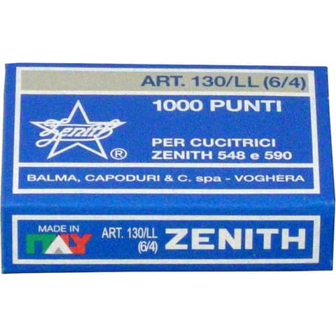 Zenith 130/LL - Punti metallici - 6/4 - Alluminio - pacco da 10000 - per ZENITH 590