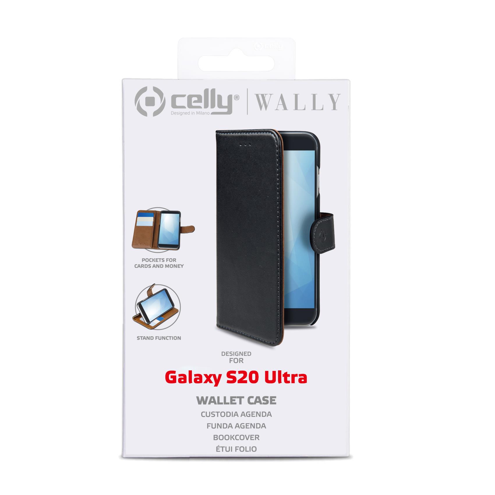 Celly Wally WALLY991 - Flip cover per cellulare - similpelle - nero - per Samsung Galaxy S20 Ultra, S20 Ultra 5G