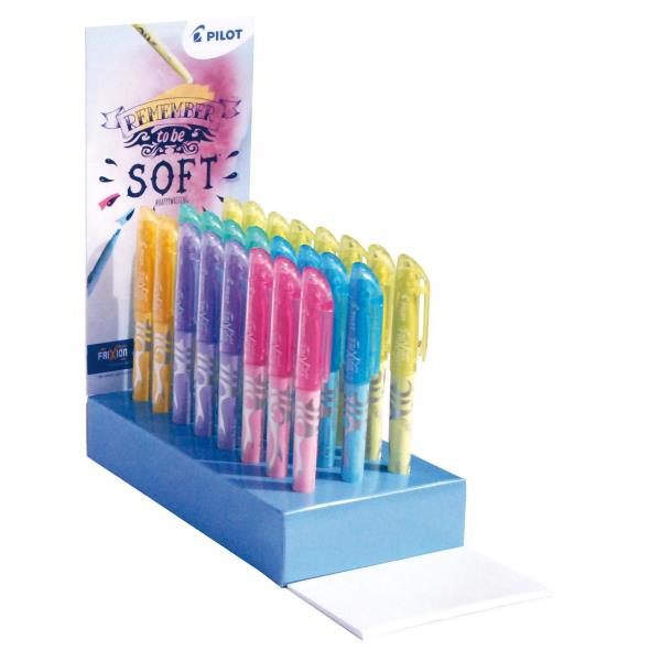 Pilot FriXion Light Soft - Evidenziatore - non permanente - blu delicato, viola delicato, verde soffice, rosa tenue, giallo morbido, arancione pastello - inchiostro sensibile al calore - 3.3 mm - medio - con gomma (pacchetto di 24)