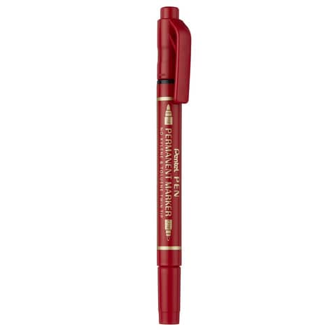 Pentel PEN N75W - Pennarello a due punte - permanente - rosso - fine / extra fine