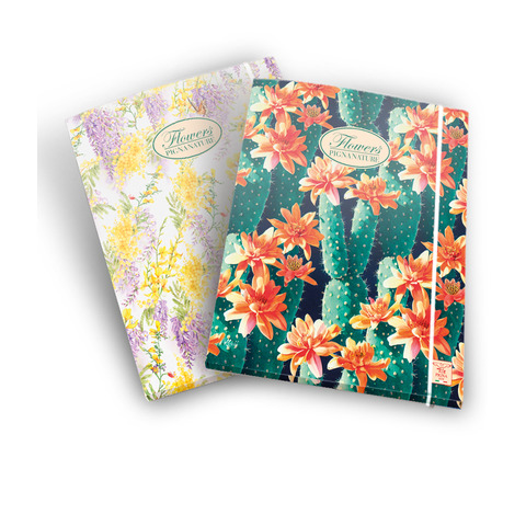 PIGNA Nature - Cartelletta a 3 lembi - larghezza dorsale 12 mm - per 260 x 355 mm - fiori - disponibile in colori assortiti