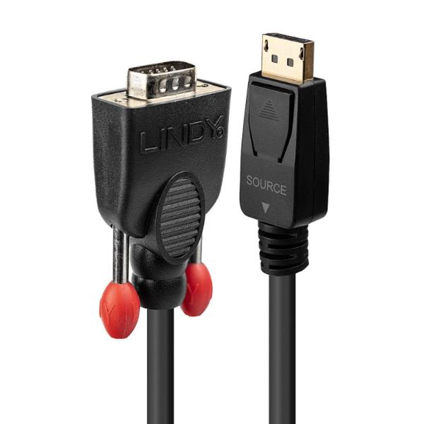 Lindy DisplayPort to VGA Cable - Cavo dello schermo - DisplayPort (M) a HD-15 (VGA) (M) - 1 m - nero