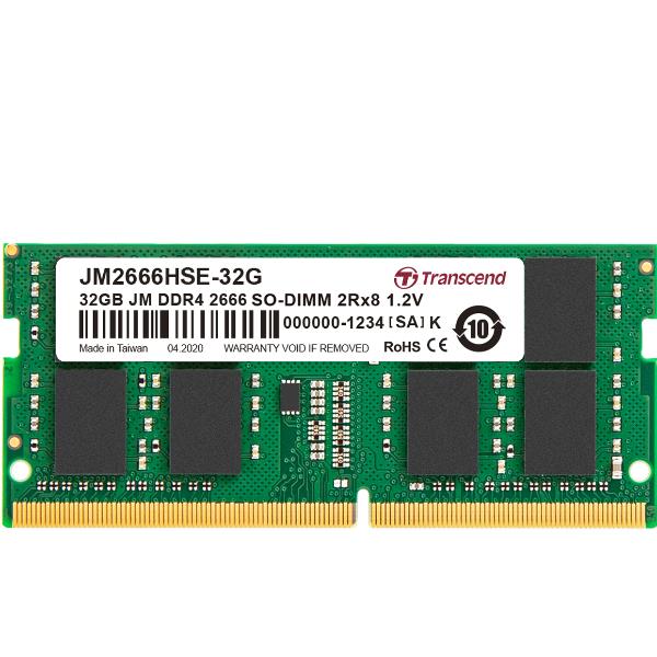 Transcend JetRAM - DDR4 - modulo - 32 GB - SO DIMM 260-pin - 2666 MHz / PC4-21300 - CL19 - 1.2 V - senza buffer - non ECC