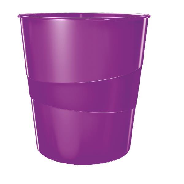 Leitz WOW Plus - Cestino della spazzatura - 15 L - maniglie - polistirene - viola metallizzato