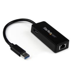 StarTech.com Adattatore Ethernet USB 3.0 a RJ45 - Adattatore di rete USB 3.0 NIC con porta USB Passthrough integrata (USB31000SPTB) - Adattatore di rete - USB 3.0 - Gigabit Ethernet - nero - per P/N: TB33A1C