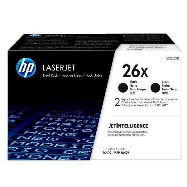 HP 26X - Confezione da 2 - Alta resa - nero - originale - LaserJet - cartuccia toner (CF226XD) - per LaserJet Pro M402, MFP M426