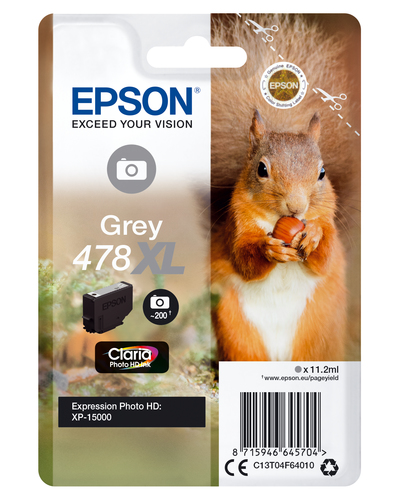 Epson 478XL - 11.2 ml - alta capienza - grigio - originale - cartuccia d'inchiostro - per Expression Home HD XP-15000