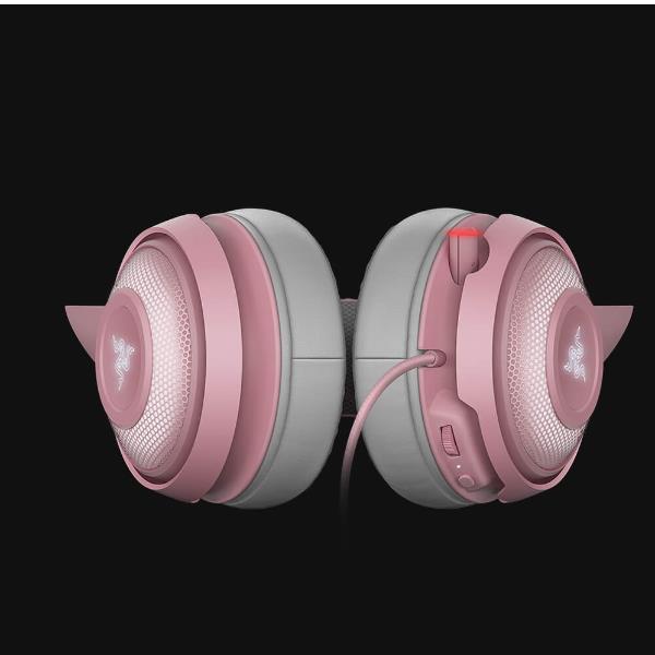 Razer Kraken Kitty - Cuffie con microfono - dimensione completa - cablato - USB - isolamento dal rumore - quarzo rosa