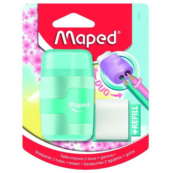 Maped DUO - Cancellino / temperamatite - 2 fori - disponibile in colori assortiti