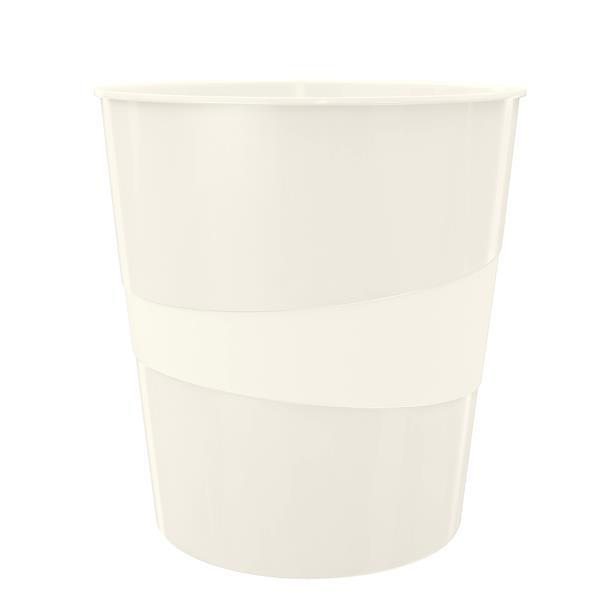 Leitz WOW - Cestino della spazzatura - 15 L - maniglie - polipropilene (PP), polistirene - pearl white