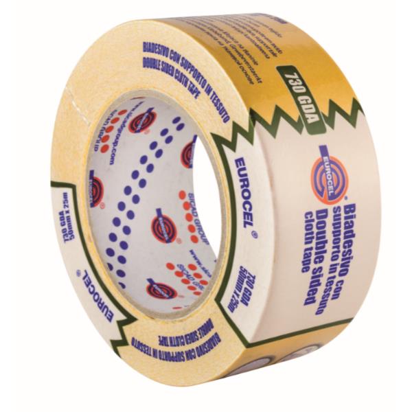 Eurocel 730 GDA - Nastro biadesivo - 50 mm x 25 m - tessuto sintetico - bianco
