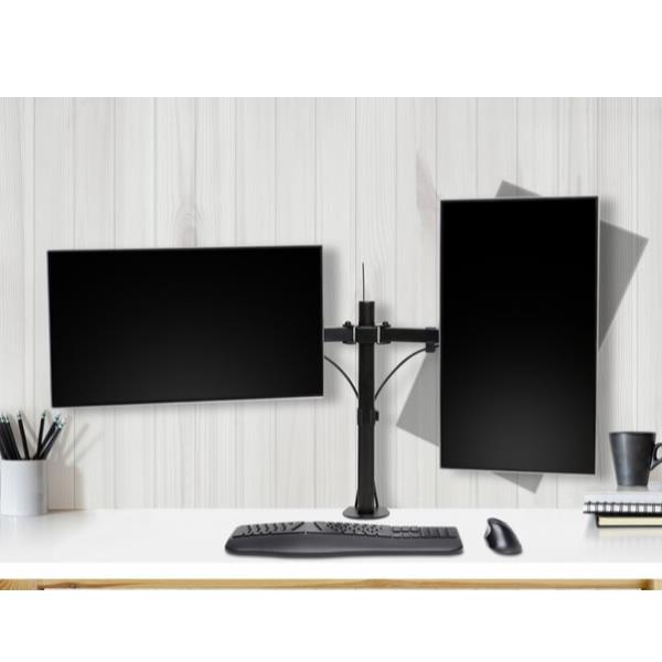 Kensington SmartFit Ergo Dual Extended Monitor Arm - Kit montaggio - braccio regolabile - per 2 monitor - metallo - nero - dimensione schermo: fino a 32" - desktop, morsetto a C, rondella, montabile su desk