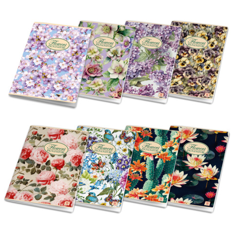 Pigna Nature Flowers - Quaderno - graffettato - maxi - A4 - 20 fogli / 40 pagine - quadrettato - disponibili differenti temi/disegni