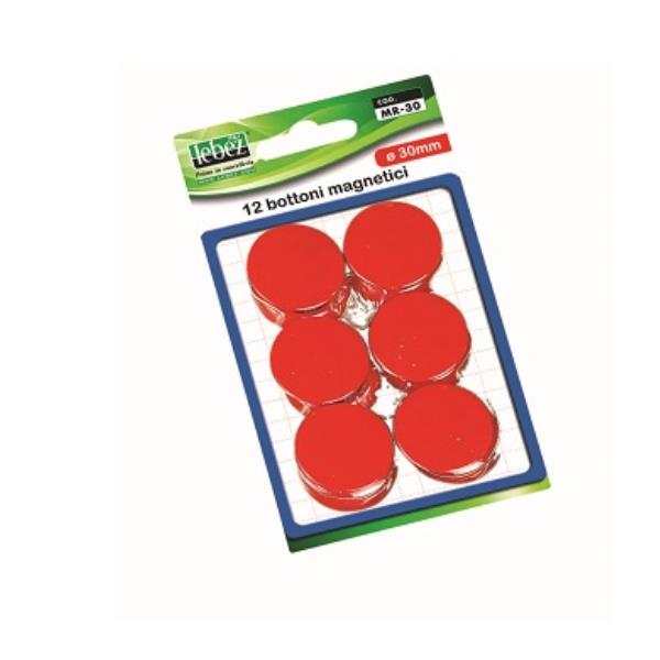 Lebez - Calamita - 3 cm di diametro - rosso (pacchetto di 12)
