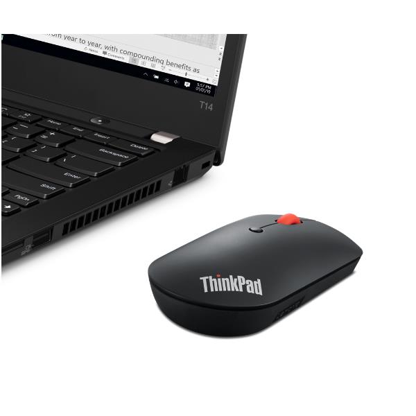 Lenovo ThinkPad Silent - Mouse - per destrorsi e per sinistrorsi - ottico blu - 3 pulsanti - senza fili - Bluetooth 5.0 - nero - retail