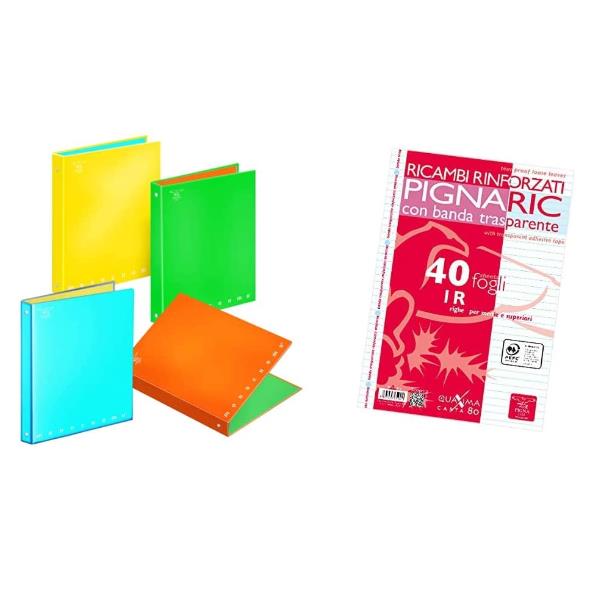 PIGNA Monocromo Fluo - Quaderno ad anelli - per A4 - disponibile in colori assortiti