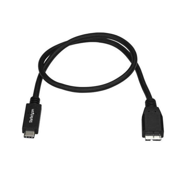 StarTech.com Cavo USB-C a Micro-B - M/M - Cavo USB3.1 (10Gbps) Tipo-C da 50cm - Compatibile Thunderbolt 3 - Cavo USB - 24 pin USB-C (M) a Micro USB tipo B (M) - USB 3.1 Gen 2 - 50 cm - nero - per P/N: HB31C2A1CGS, HB31C2A2CB, HB31C3A1CS, HB31C3ASDMB, HB31C4AS, PEXUSB311AC3, PEXUSB321C