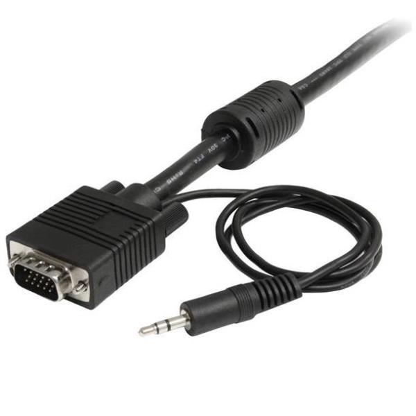 StarTech.com Cavo coassiale estensione video VGA per monitor ad alta risoluzione da 5 m con audio - HD15 a HD15 M/M (MXTHQMM5MA) - Cavo VGA - HD-15 (VGA), mini-phone stereo 3.5 mm (M) a HD-15 (VGA), mini-phone stereo 3.5 mm (M) - 5 m - stampato, viti a serraggio manuale - nero
