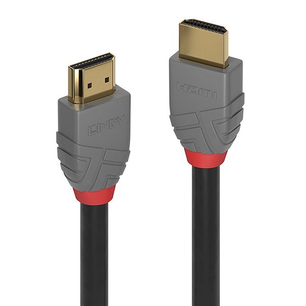 Lindy Anthra Line - Cavo HDMI con Ethernet - HDMI maschio a HDMI maschio - 1 m - tripla schermatura - nero - di forma rotonda, supporto 4K
