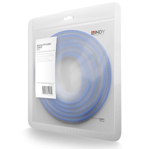 Lindy - Cavo patch - RJ-45 (M) a RJ-45 (M) - 15 m - SFTP - CAT 7 (cavo) / CAT 6a (connettori) - senza alogeni, stampato - blu