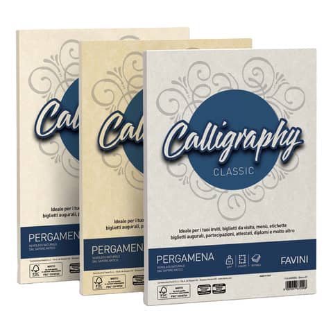 FAVINI HOME-OFFICE PRESTIGE Calligraphy - Pergamena - sabbia - A4 (210 x 297 mm) - 90 g/m² - 50 fogli Carta
