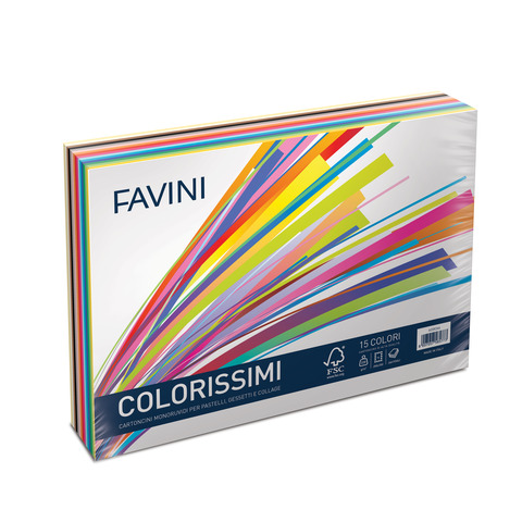 Favini Colorissimi Bristol T4 - Cartoncino - 250 x 350 mm - 240 fogli - assortiti - 200 g/m²