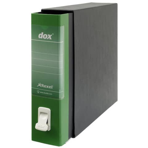 Rexel Dox Box 1 - Cartellina con meccanismo a leva - larghezza dorsale 85 mm - per A4 - capacità 500 fogli - verde