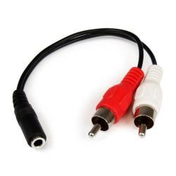 StarTech.com Cavo Adattatore Audio Stereo con presa mini Jack Femmina da 3,5mm a 2 RCA Maschio da 15cm - Cavo audio - RCA x 2 maschio a mini jack stereo femmina - 15.24 cm - nero - per P/N: MU15MMS, MU6MMS