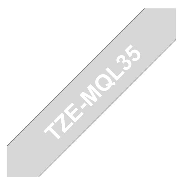 Brother TZe-MQL35 - Opaca - bianco su grigio chiaro - Rotolo (1,2 cm x 5 m) 1 cassetta(e) nastro laminato - per Brother PT-D210, D600, H110; P-Touch PT-1005, 1010, D450, D800, H110, P300, P900, P950