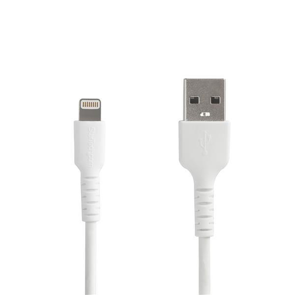 StarTech.com Cavo da USB-A a Lightning da 2 m bianco - Robusto cavo in fibra aramidica da USB tipo A - Certificato Apple Mfi (RUSBLTMM2M) - Cavo Lightning - USB maschio dritto a Lightning maschio dritto - 2 m - a doppia schermatura - bianco - per Apple iPad/iPhone/iPod (Lightning)