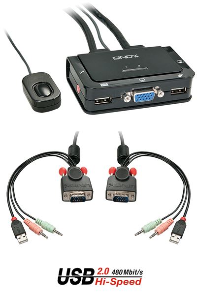 Lindy VGA KVM Switch Compact USB 2.0 Audio …