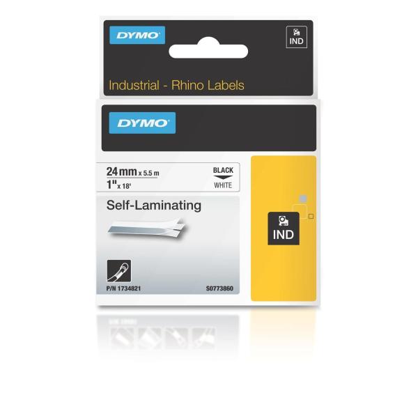 DYMO RhinoPRO Self Laminating - Vinile - nero su bianco - Rotolo (2,4 cm x 5,5 m) 1 rotoli etichette - per Rhino 6000, 6000 Hard Case Kit; RhinoPRO 6000