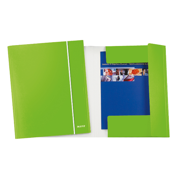 Leitz WOW - Cartelletta a 3 lembi - per A4 - capacità 250 fogli - verde