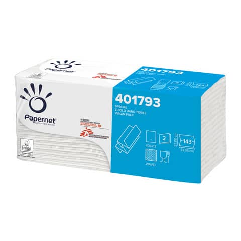 Papernet Special - Asciugamani - pura cellulosa - 143 fogli - piega a Z - bianco - per P/N: 406720