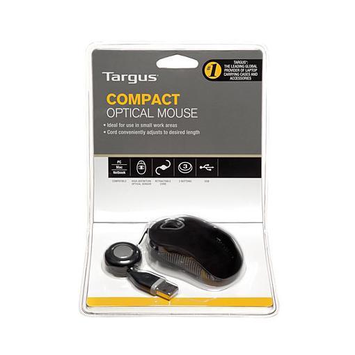 Targus - Mouse - per destrorsi e per sinistrorsi - ottica - 3 pulsanti - cablato - USB - nero