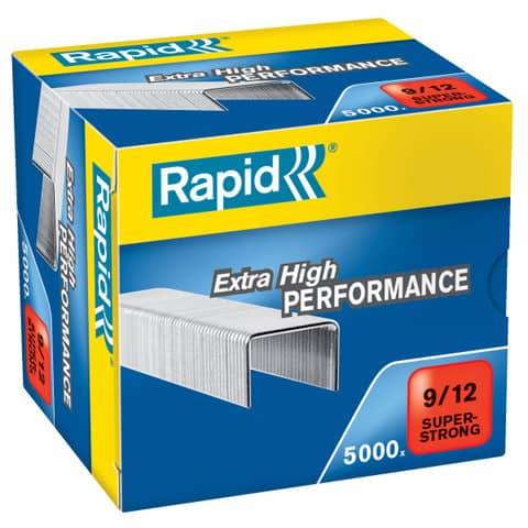 Rapid Super Strong - Punti metallici - 9/12 - 12 mm - acciaio galvanizzato - pacco da 5000 - per Rapid HD9; Fashion HD110