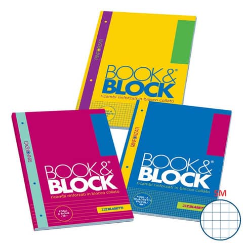 Blasetti book & block - Blocco di ricambio - A4 - 40 fogli / 80 pagine - quadretti - 4 fori