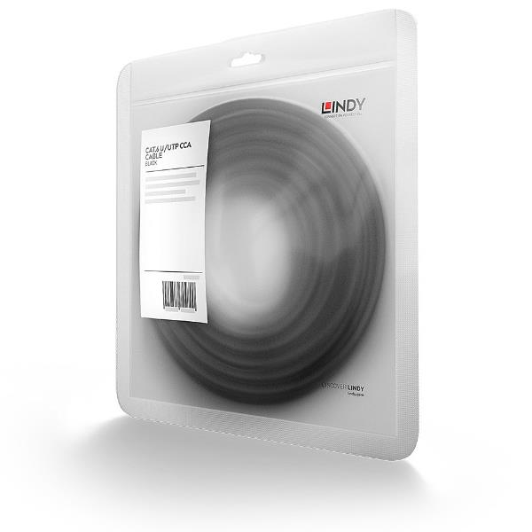 Lindy Basic - Cavo patch - RJ-45 (M) a RJ-45 (M) - 50 cm - UTP - CAT 6 - stampato, antiaggrovigliamento - nero