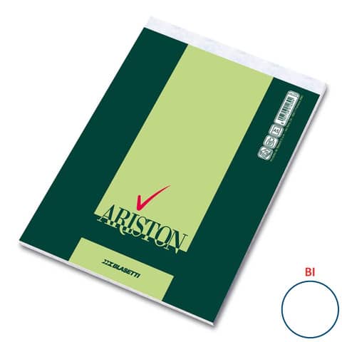 Blasetti ARISTON - Stitched notepad - rilegatura a nastro - A5 - 150 x 210 mm - 70 fogli / 140 pagine - extra bianco - neutro - disponibile in colori assortiti - cartone