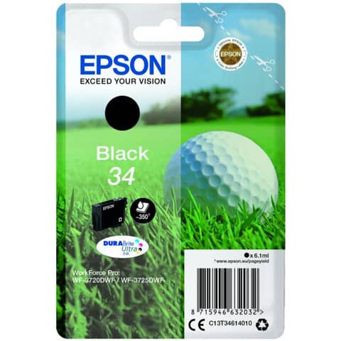 Epson 34 - 6.1 ml - nero - originale - cartuccia d'inchiostro - per WorkForce Pro WF-3720, WF-3720DWF, WF-3725DWF
