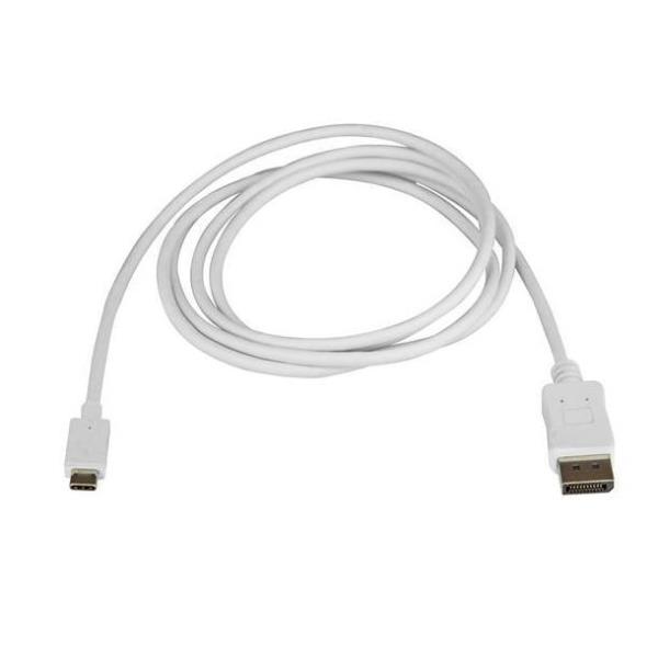 StarTech.com 6ft/1.8m USB C to DisplayPort 1.2 Cable 4K 60Hz, USB-C to DisplayPort Adapter Cable HBR2, USB Type-C DP Alt Mode to DP Monitor Video Cable, Works with Thunderbolt 3, White - USB-C Male to DP Male (CDP2DPMM6W) - Cavo DisplayPort - USB-C (M) a DisplayPort (M) - Displayport 1.2/Thunderbolt 3 - 1.8 m - supporta 4K 60 Hz (3840 x 2160) - bianco