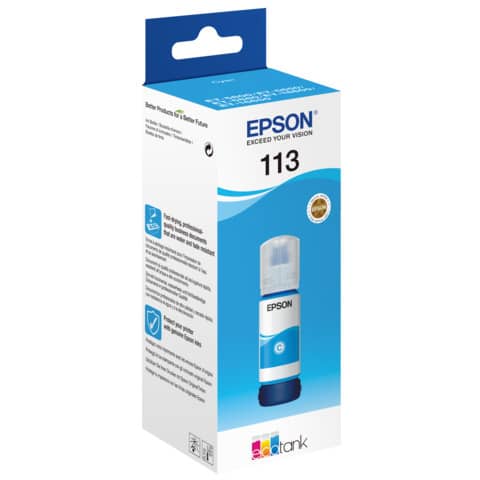 Epson EcoTank 113 - 70 ml - ciano - originale - ricarica inchiostro - per EcoTank ET-16150, 16650, 5150, 5170, 5800, 5850, 5880; EcoTank Pro ET-16680, 5150, 5170
