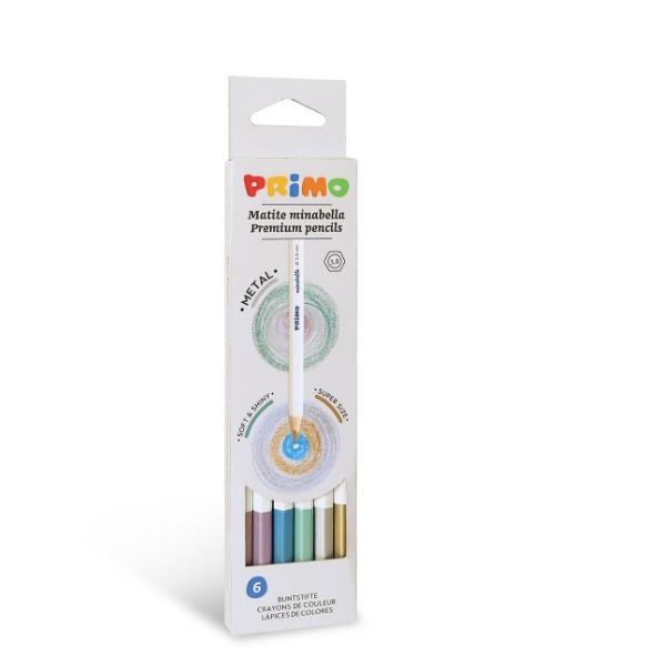 PRIMO Minabella - Pastello colorato - colori assortiti (metallizzati) - 3.8 mm (pacchetto di 6)