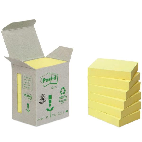 Blocco Post-it Notes Green - 653-1B - 38 x 51 mm - 100% riciclabile - giallo - 100 fogli - - Post-it