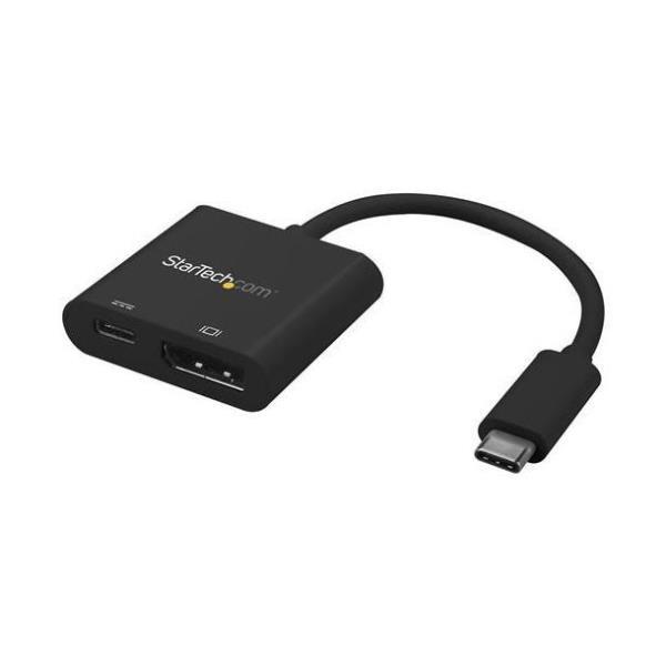 StarTech.com USB C to DisplayPort Adapter with Power Delivery, 4K 60Hz HBR2, USB Type-C to DP 1.2 Monitor/Display Video Converter w/ 60W PD Pass-Through Charging, Thunderbolt 3 Compatible - USB-C Male to DP Female (CDP2DPUCP) - Adattatore DisplayPort - USB-C (M) a DisplayPort, USB-C (solo alimentazione) (F) - Displayport 1.2/Thunderbolt 3 - USB Power Delivery (60W), supporta 4K 60 Hz (4096 x 2160) - nero
