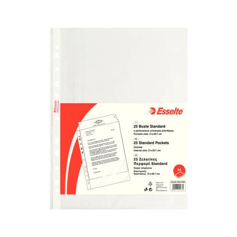 Esselte Standard - Busta trasparente - per A4 - trasparente (pacchetto di 25)