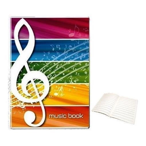 Blasetti - Libro per musica - graffettato - A4 - verticale - 16 fogli - staff - blu, arancione, verde, giallo, rosa - cartone