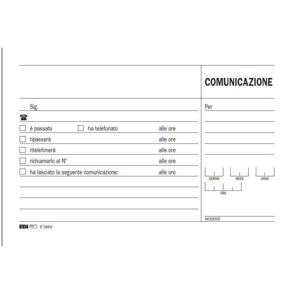 Edipro - Blocco di comunicazione - 50 fogli …