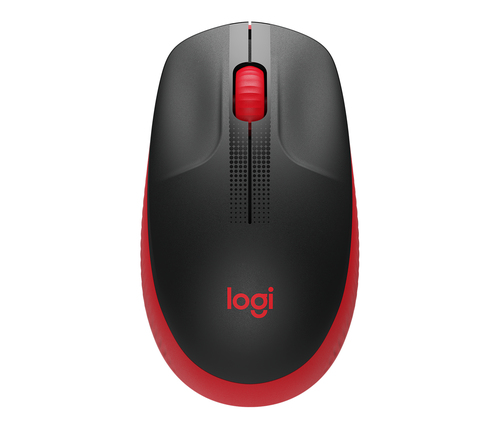 Logitech M190 - Mouse - ottica - 3 pulsanti - senza fili - ricevitore wireless USB - rosso