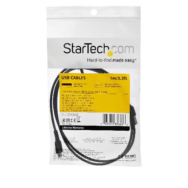 StarTech.com Cavo di ricarica USB-C di 1 m - Fibra aramidica e Protezione EMI - Guaina TPE - Nero (RUSB2CC1MB) - Cavo USB - USB-C (M) dritto a USB-C (M) dritto - Thunderbolt 3 / USB 2.0 - 1 m - nero - per P/N: CDP2HDUACP2, SECTBLTDT